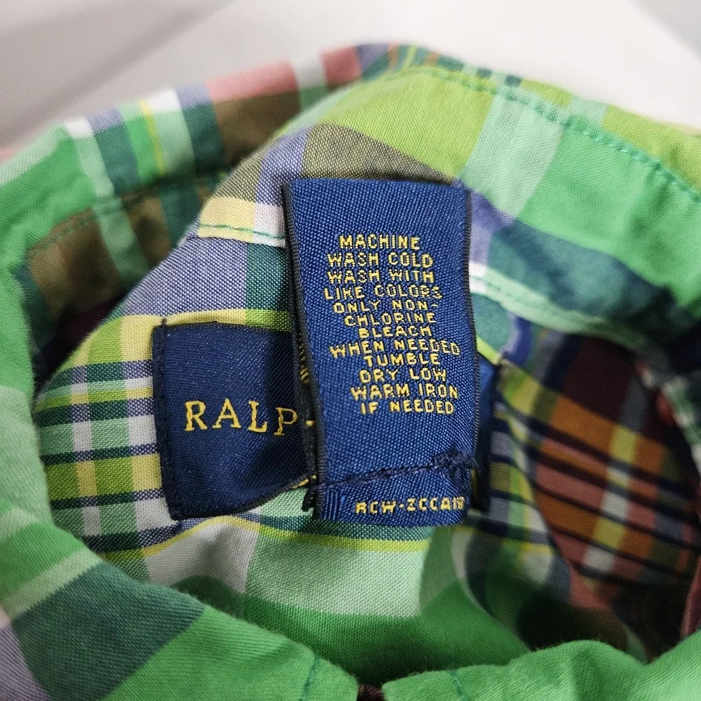 Ralph Lauren 2/2T‎ Plaid Button Down Shirt 100% Cotton Preppy Holiday Dressy